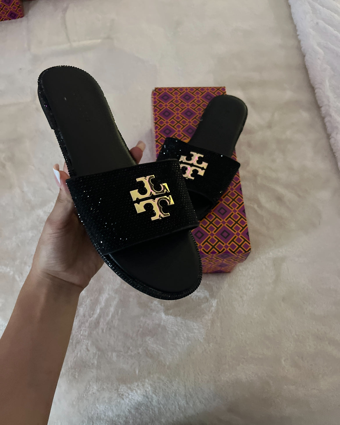 sparkly black tor buch sandals